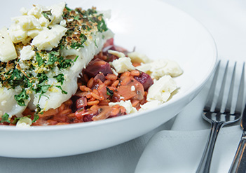 Cod topped with a zesty Gremolata.